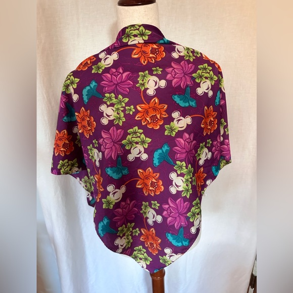 Disney Scarf!! Hawaiian Floral Design With Mickey Icons - Picture 2 of 8